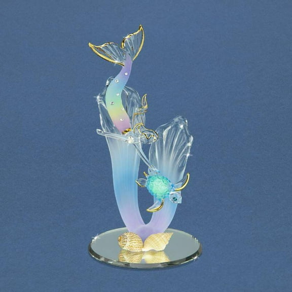 Glass Mermaid  Turtle Figurine