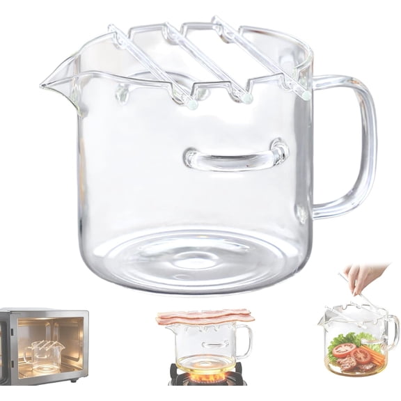 Glass Microwave Bacon Cooker(2.1L/74Oz), Heat Resistant, Non-Stick Oil, 2027 New Glass Bacon Grill, Glass Bacon Cooker for Microwave Oven for Home Cooking, Picnics, and Barbecues (1Pc)