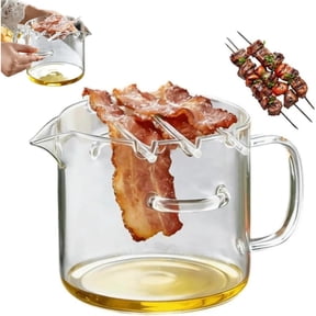 Glass Microwave Bacon Cooker,Multifunctional Glass Bacon Grill with Lid for Oven,Heat-Resistant Microwave Bacons Tray,Non-Stick Glasses Cooking Pot for Home Cooking, Picnics, and Barbecues