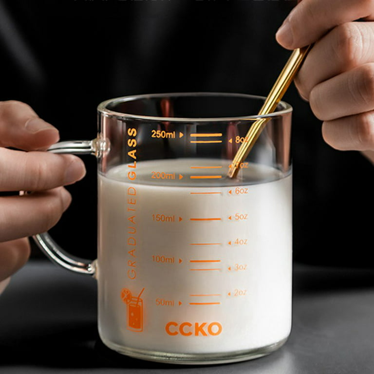 Measuring Cup Graduated with Lid Glass Multipurpose Milk Cup for
