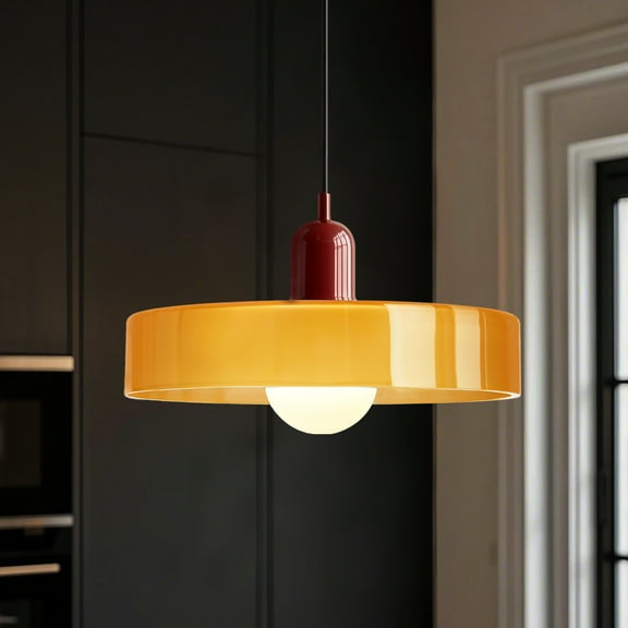 Glass Mid Century Pendant Light: Modern Ceiling Pendant Lamp for Kitchen Island : Glass Hanging Light Fixtures for Diningroom