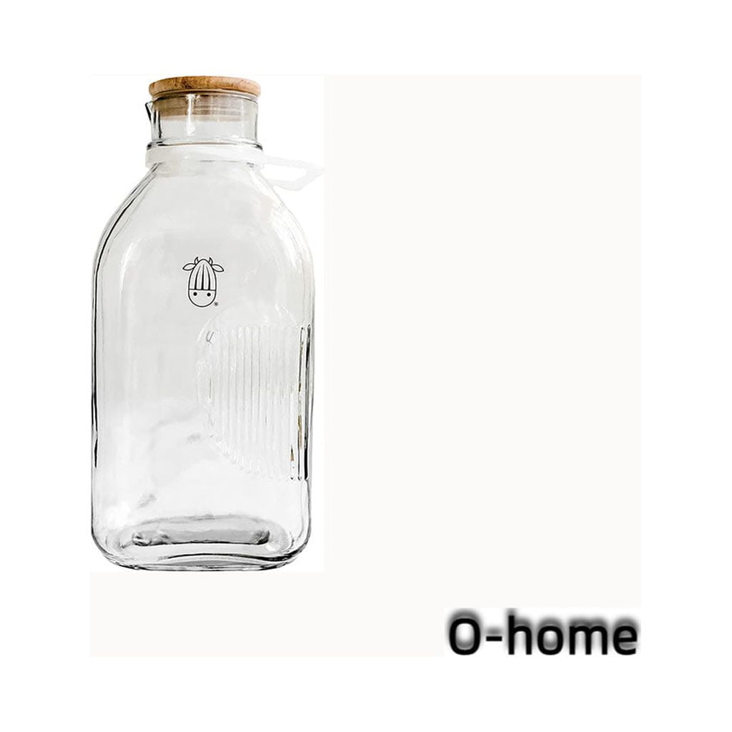  Stock Your Home Glass Milk Bottle with Lid and Handle 40oz (1  Pack), 2 Reusable Caps, Milk Container for Refrigerator, Glass Juice Bottles,  Water, Almond Milk Storage Bottle, Glass Milk Jug 