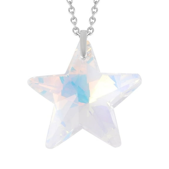 Glass Mix Stainless Steel 925 Sterling Silver Rhodium Plated Star Pendant Necklace for Women Jewelry Size 20" Birthday Christmas Gifts for Women