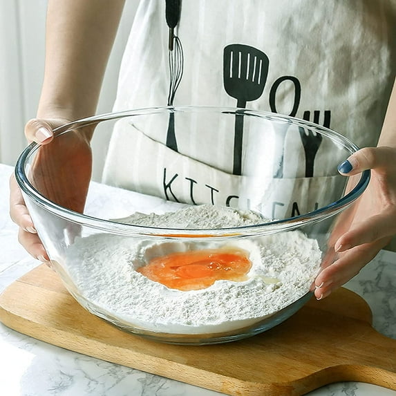 Glass Mixing Bowl Set for Baking 3-Piece Salad Bowl Set (1qt, 2.5qt, 4.2qt), High Borosilicate Large Bowls for Kitchen Prepping Serving and Storage, Microwave Dishwasher Oven Safe