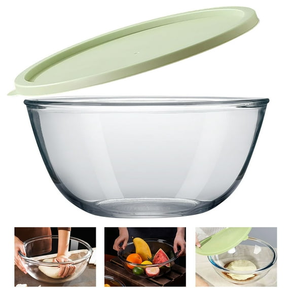 Glass Mixing Bowls Large Glass Bowl With Lid Clear Bowl Glass Serving Bowl Glass Cooking Bowls For Kitchen Bread Storage Dishwasher Freezer And Oven Storage Containers Clear 27X11CM