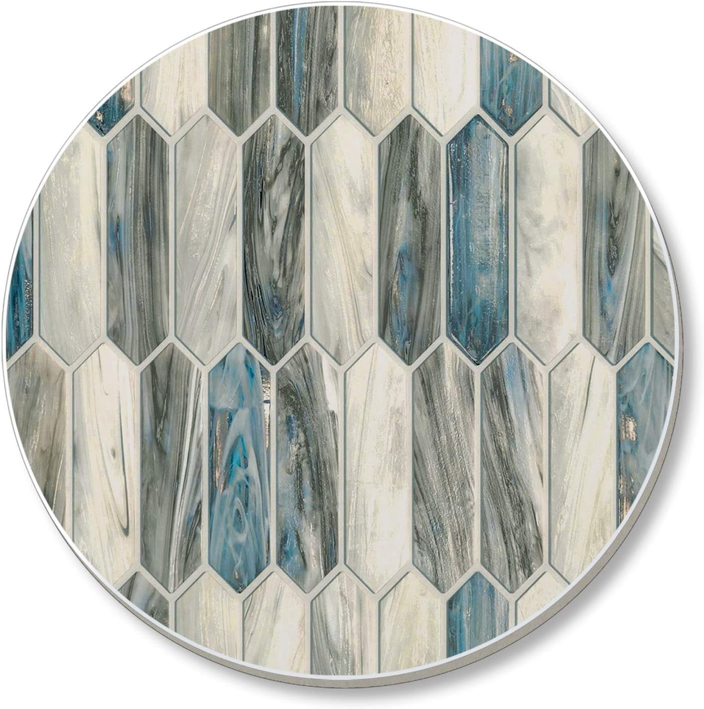 Glass Mosaic 1 Pack Single Absorbent Stone Coaster With ive Cork