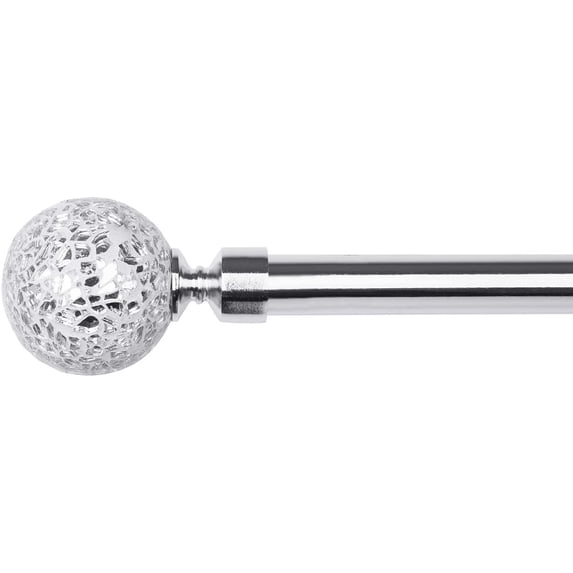 Glass Mosaic Ball Finials Curtain Rod,3/4” Adjustable Curtain Rod,28-48 Inch,Chrome
