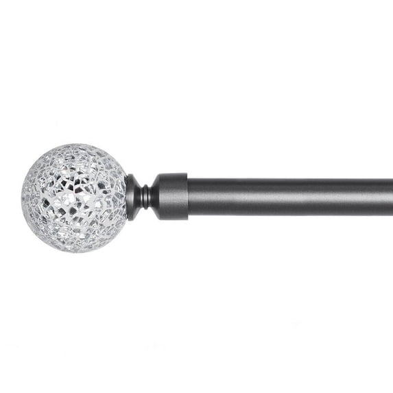 Glass Mosaic Ball Finials Curtain Rod,3/4” Adjustable Curtain Rod,48-84 Inch,Pewter