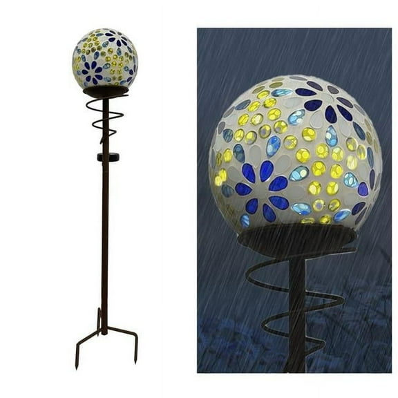 Glass Mosaic Ball Solar LED Waterproof Outdoor Garden Stake