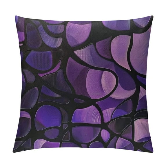 Glass Mosaic Style Linen Throw Pillow Case Purple Abstract Stained Pillow Cushion Covers Home Sofa Decorative