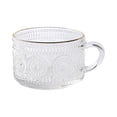 thumbnail image 1 of Glass Mug with Embossed Pattern Vintage Style Cup with Handle Durable Pressed Glass for Hot and Cold Beverages Tea Coffee Water Juice, 1 of 2