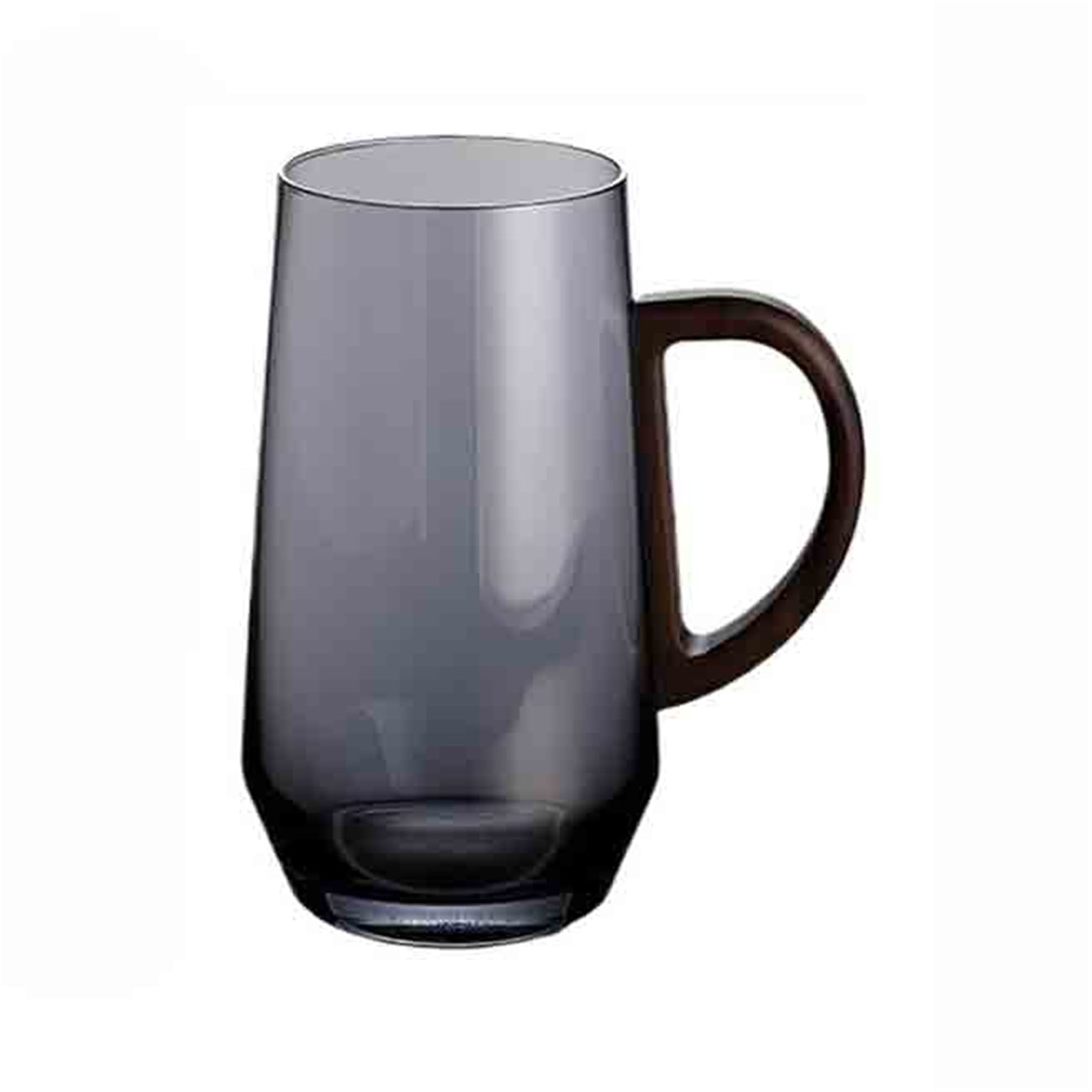 Glass Mug with Wooden Handle, Clear Borosilicate Glass Cup for Tea, Latte, Espresso Coffee and Juice, 17.6oz/500ml