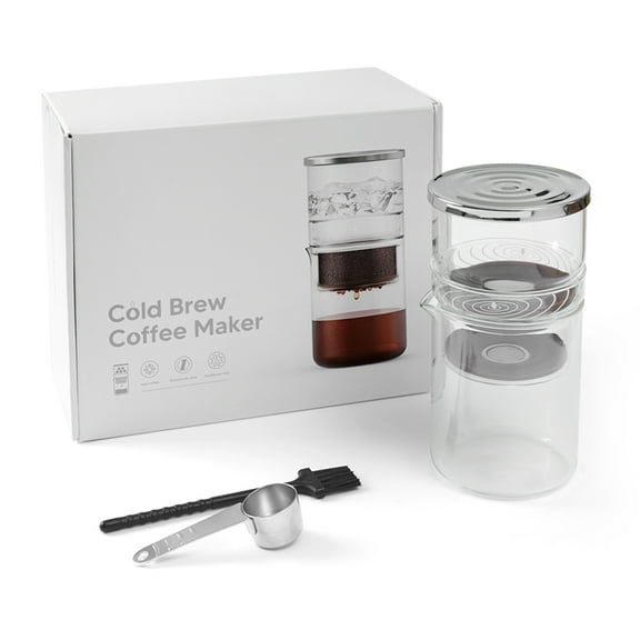 Glass Mugs,Cold Brew 300ml/10.15oz Maker Tea And Coffee Brewer Maker With Brush Spoon And Coffee Borosilicate Tea And Coffee Iced Coffee Maker With Brush Coffee Maker Dsfen Ice Drip Cold