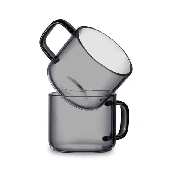 Glass Mugs Set of 2, Clear Coffee Mugs Tea Tasting Cup with Handle, 5 oz/150 ml