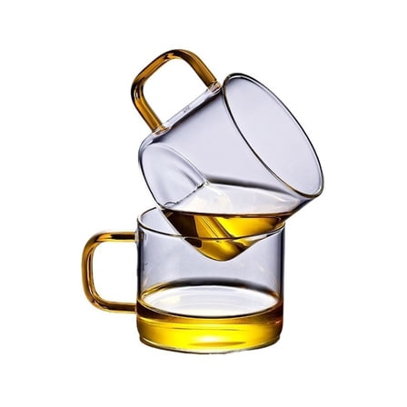 Glass Mugs Set of 2, Clear Coffee Mugs Tea Tasting Cup with Handle, 5 oz/150 ml