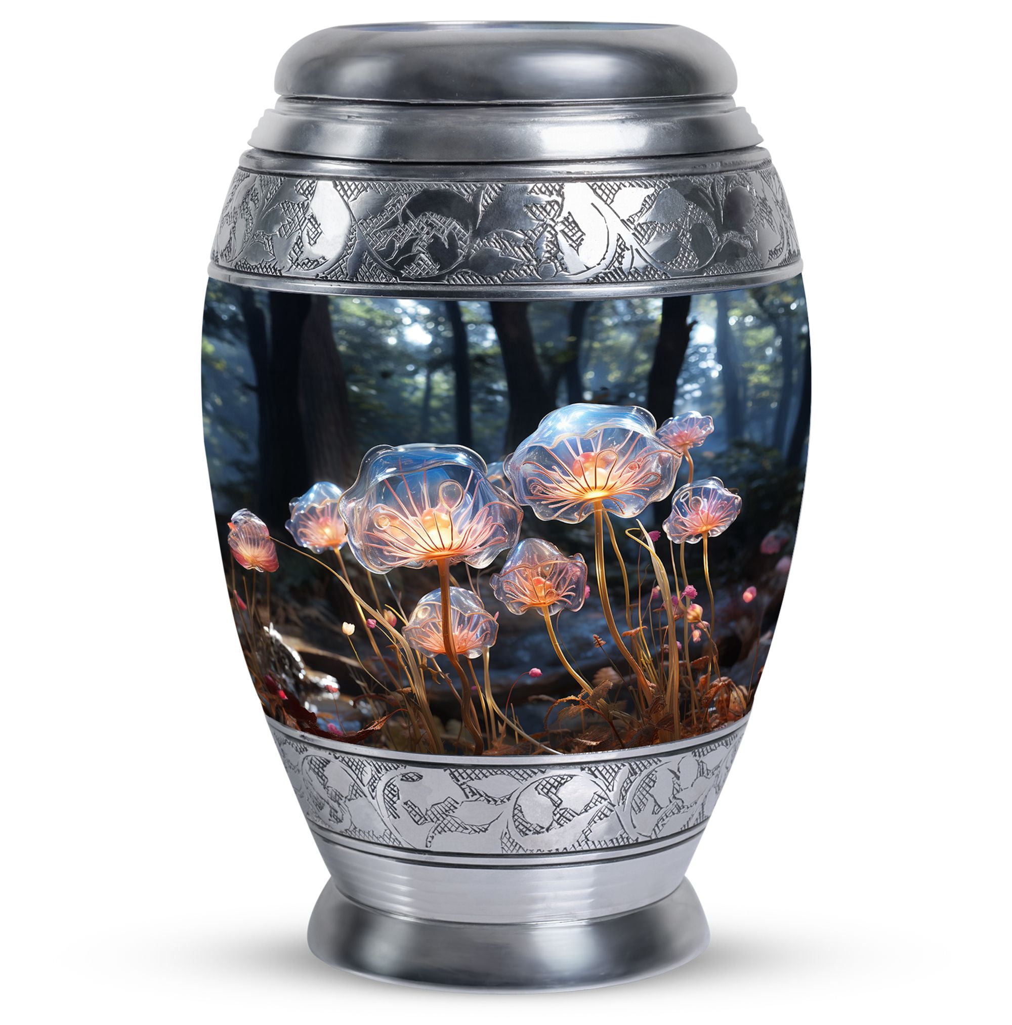 Glass Mushroom Urn, Urns For Ashes Adult, Large Urn - 10 Inch, Urns For Cremation Ashes Mother, Urn For Ashes For Men - Burial Urns For Mom Ashes, Urn For Dad, Funeral Urns For Human Ashes Adult