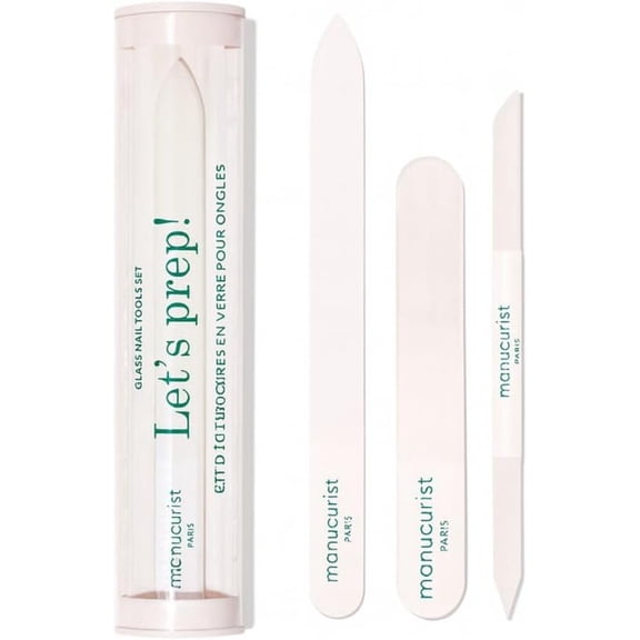 Glass Nail Accessory Trio Exclusive Tube Set with a Glass Nail File, Buffer, and Cuticle Pusher Nail Care Accessories - Manicure Tools Set - Nail Tools - Gifts for Women