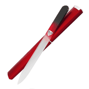 Premium Czech Glass Nail File with Hard Case, Bona Fide Beauty Professional Manicure Tool for Gentle Precision Filing   Red/Black