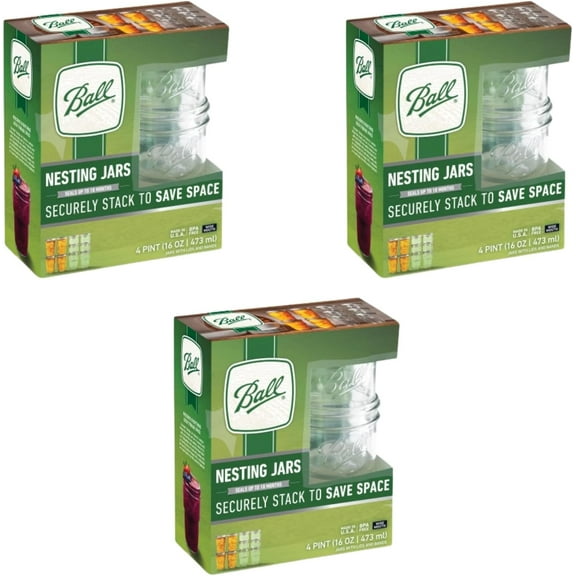 Glass Nesting Mason Jars, Wide Mouth, Pint Size