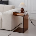 thumbnail image 1 of Glass Nightstand,Bronw Side Table,S-Shaped End Table for Living Room,Bedside Table for Bedroom, 1 of 7