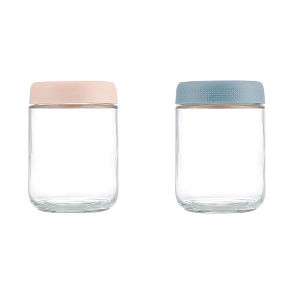 Glass Oats Containers 2PCS 16 Oz Glass Oats Containers With Airtight Lids - Wide Mouth Mason Jars for Salad, Snacks, Yogurt, Sugar, Dry Food Storage, Reusable Kitchen Organizer