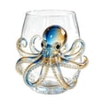 thumbnail image 1 of Glass Octopus Embossed Cup, Clear Handblown Glass Tumbler, 3D Octopus Design Drinking Glassware for Water, Ocean Themed Decorative Drinkware for Home Bar Party, 1 of 3