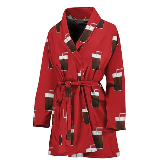 Glass Of Cola Pattern Women Bathrobe One Size Univeral Fits Fashion Lightweight Plush Fleece Long Robe For Women