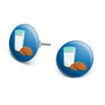 thumbnail image 1 of Glass Of Milk and Cookies Novelty Silver Plated Stud Earrings, 1 of 3