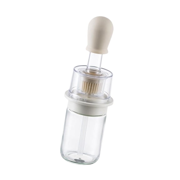 Glass Oil Bottle with Silicone Brush Measuring Oil Dispenser 180ml 2 in 1 Multifunctional Oil Container for Kitchen Pancake Cooking