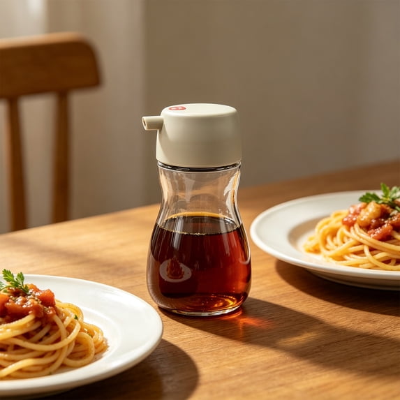 Glass Oil Dispenser Bottle, Japanese Glass Seasoning Bottle for Soy Sauce and Vinegar, Oil and Vinegar Dispenser with Pour Spout for Kitchen Counter and Table Top