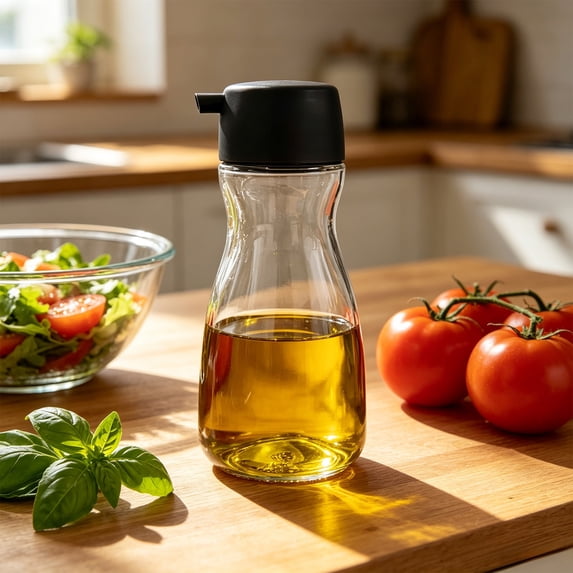 Glass Oil Dispenser Bottle, Japanese Glass Seasoning Bottle for Soy Sauce and Vinegar, Oil and Vinegar Dispenser with Pour Spout for Kitchen Counter and Table Top