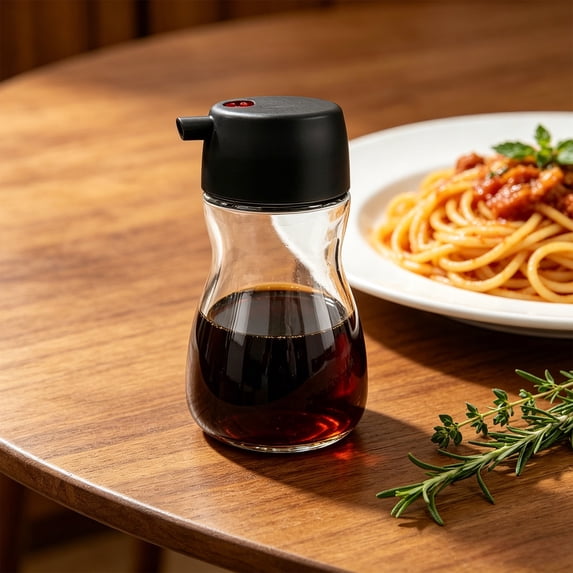 Glass Oil Dispenser Bottle, Japanese Glass Seasoning Bottle for Soy Sauce and Vinegar, Oil and Vinegar Dispenser with Pour Spout for Kitchen Counter and Table Top