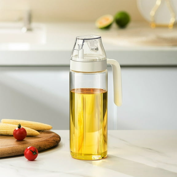 Glass Oil Dispenser Bottle with Automatic Lid Leak Proof Container for Kitchen Cooking Oil Vinegar Set of 1