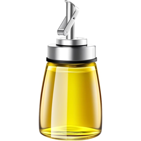 Glass Oil Dispenser Bottle with Stainless Steel Spout, Automatic Opening Lid, for Cooking Oil, Vinegar, Sauces, Syrup, 6OZ
