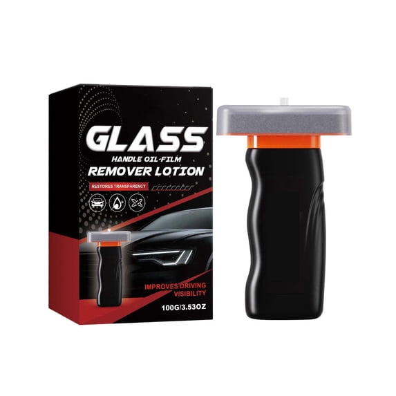 Glass Oil Film Removal Brush & Cleaner Kit – Efficient Stubborn Oil, Road Dirt & Water Stain Remover for Automotive Windows, Windshields, Mirrors – Easy Application & Safe for Exterior Glass