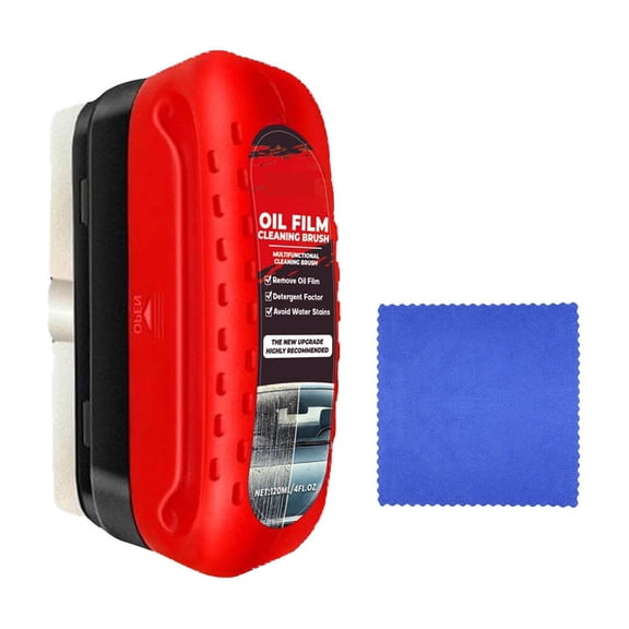 Glass Oil Film Remover, Automotive Windshield Cleaner, Rain and Mist Protector for Car Windows, Window Cleaning Kit with Sponge Cloth