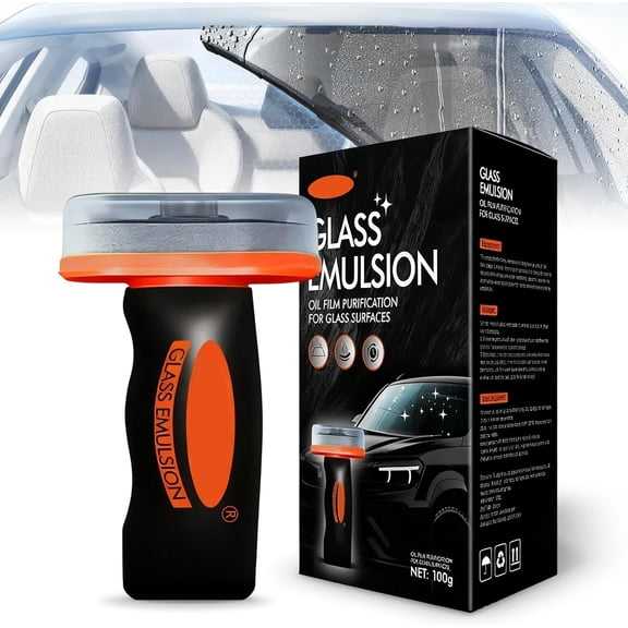 Glass Oil Film Remover for Car, Glass Cleaner Oil Film Remover for Car Windshields and Windows,Removes oil film & Smudges, Improve Windshield Clarity for Safe Driving