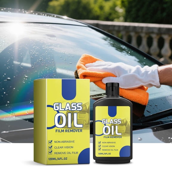 Glass Oil Film Remover And Degreaser For Windshield Surfaces, Decontamination Cleaning Solution For Auto Glass Streak-Free Finish, Stain And Residue Eliminator For Windows And Mirrors