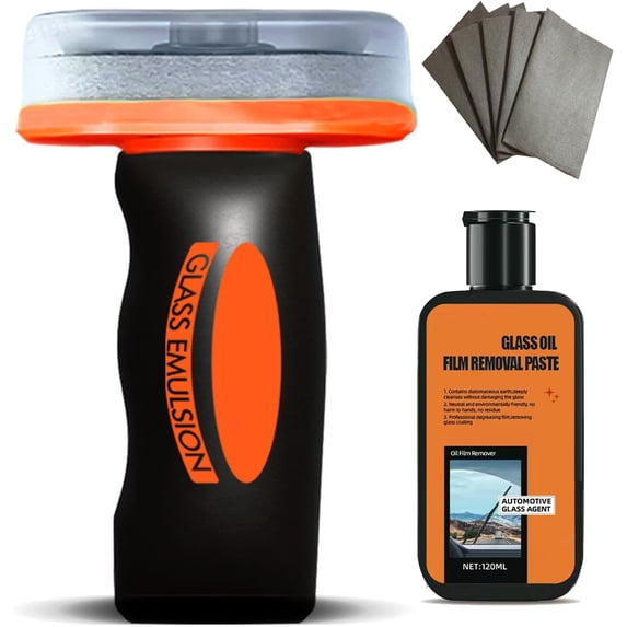 Glass Oil Film Remover Kit, 100ml Cleaner with 120ml Supplement