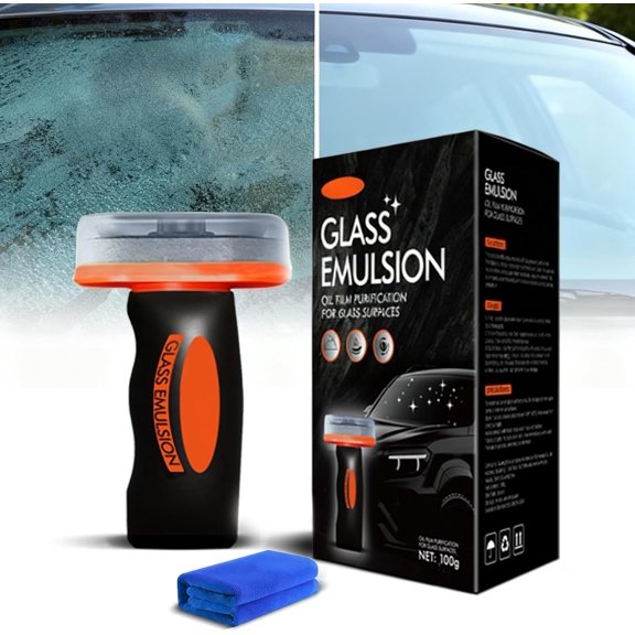 Glass Oil Film Remover for , 2026 Upgraded Automotive Oil Film Cleaning Brush, Hand-Held Glass Emulsion Cleaner for  Windshield, Windows and Mirrors