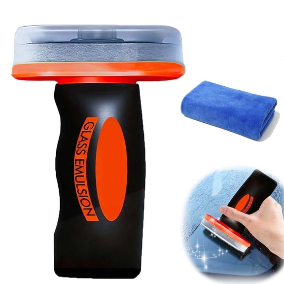Glass Oil Film Remover for Car, Automotive Glass Cleaner with Cleaning Board,Removes Oil Film & Smudges for Car Windows