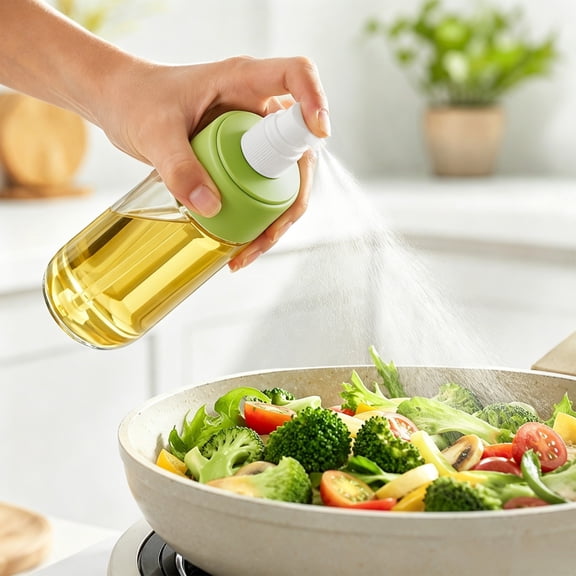 Glass Oil Spray Bottle Atomizer Leak-proof for Kitchen Air Fryer Cooking Salad BBQ,Green