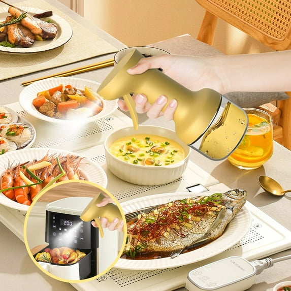 Glass Oil Spray Bottle, Food Grade Kitchen Oil Sprayer for Cooking, Non-Hanging Atomizer with Leak-Proof Design, Precise Oil Control and Fine Mist Spray Function
