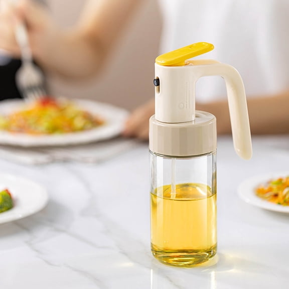 Glass Oil Spray Bottle for Kitchen, Leakproof Olive Oil Mister with Stainless Steel Pump for Cooking, BBQ, Baking and Fine Mist Salad Dressing