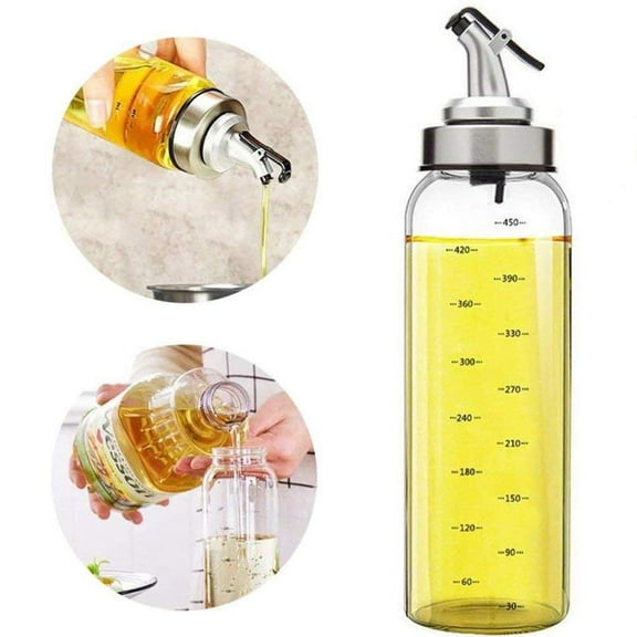 Glass Oil and Vinegar Dispenser Bottle, 17oz Olive Oil Dispenser for Kitchen Cooking and BBQ