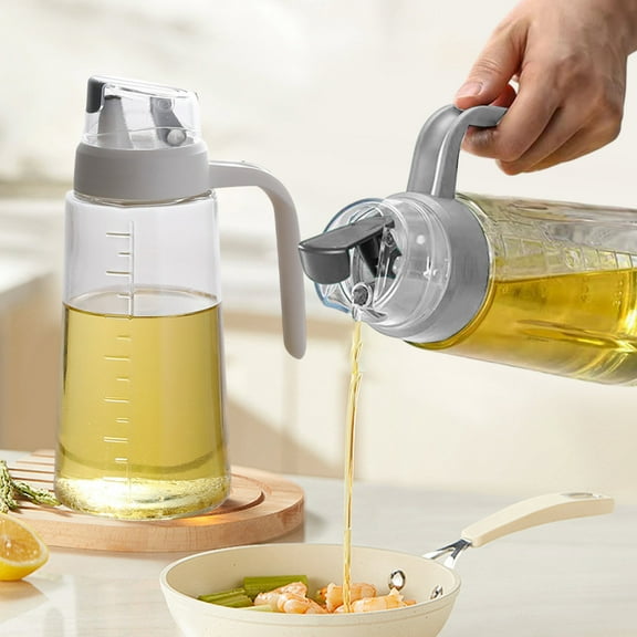 Glass Olive Oil Dispenser Bottle 630ml Leakproof & Automatic Flip Spout Non-Slip Handle & Stopper Kitchen Oil Container for Olive Oil,Vinegar,Syrup Red,Gray,Green Options