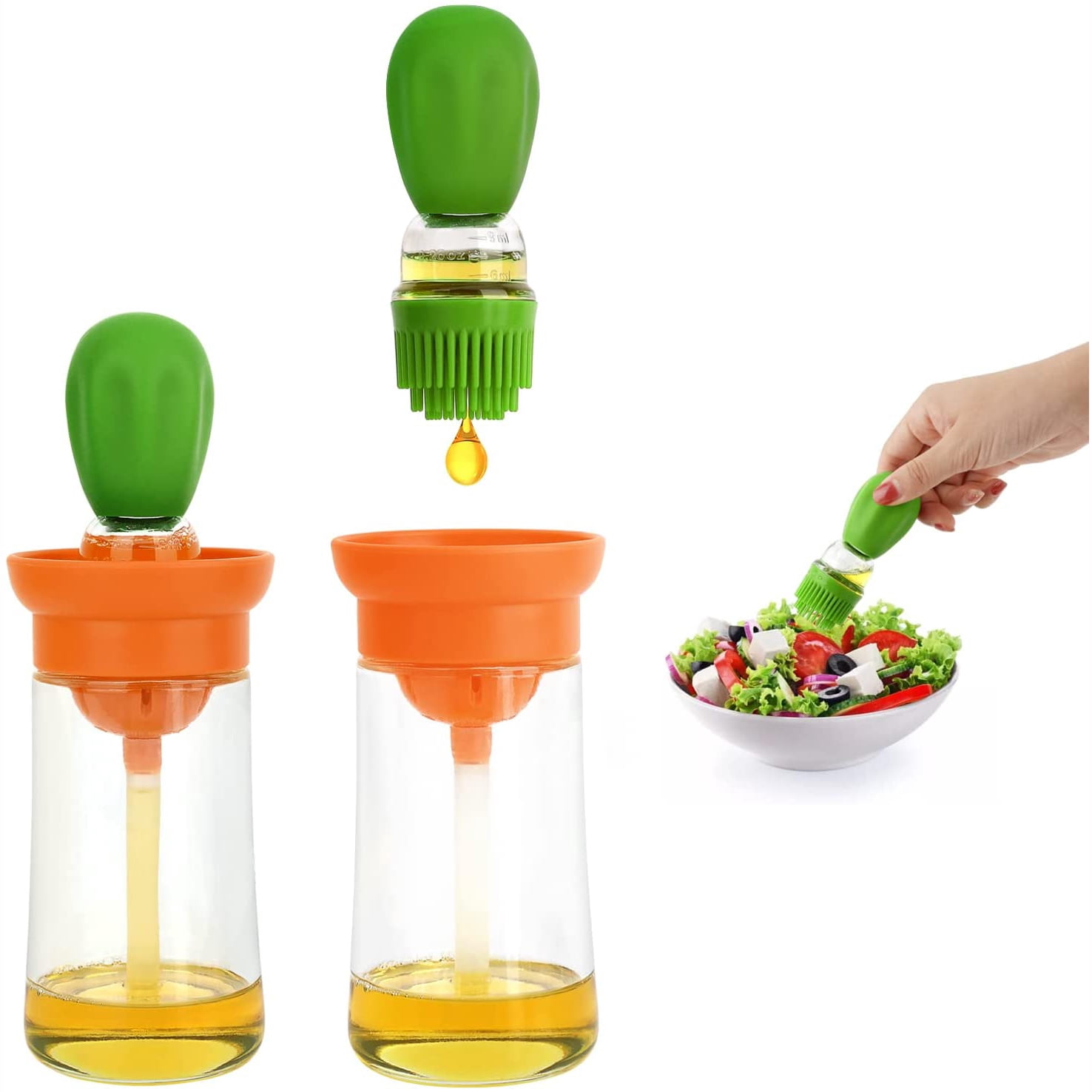 Glass Olive Oil Dispenser Bottle with Silicone Brush 2 In 1, Silicone ...