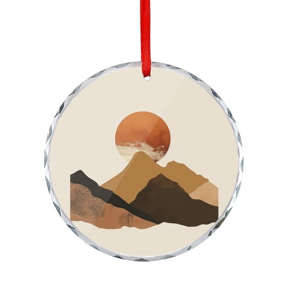 Glass Ornament Boho Mountain Sun Landscape Christmas Tree Glass Ornament Nature Landscape for Home Office Xmas Tree Decor