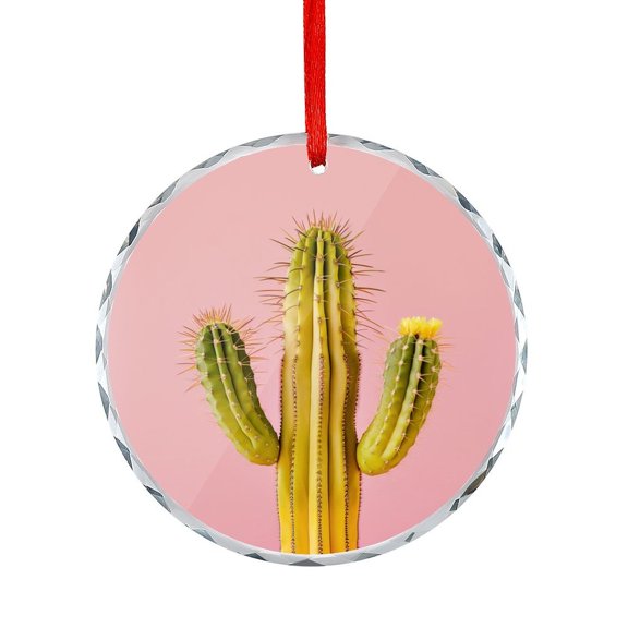 Glass Ornament Bright Pink Colorful Succulent Round Ornament Succulent in Pink Xmas Decor Indoor Home Holiday Party Gifts