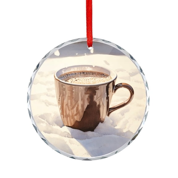 Glass Ornament Cute Hot Cocoa Mug Round Christmas Ornament Hot Fresh Cafe Gifts for Women